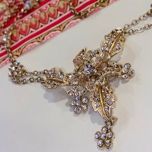Lovely Wire-Wrapped Beaded Pink Floral RS Necklace